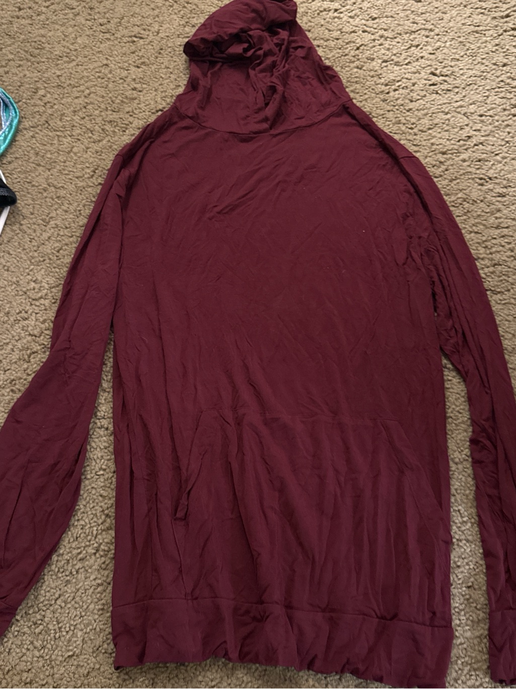 Men's Lightweight Crewneck Hooded Sweater - Burgundy